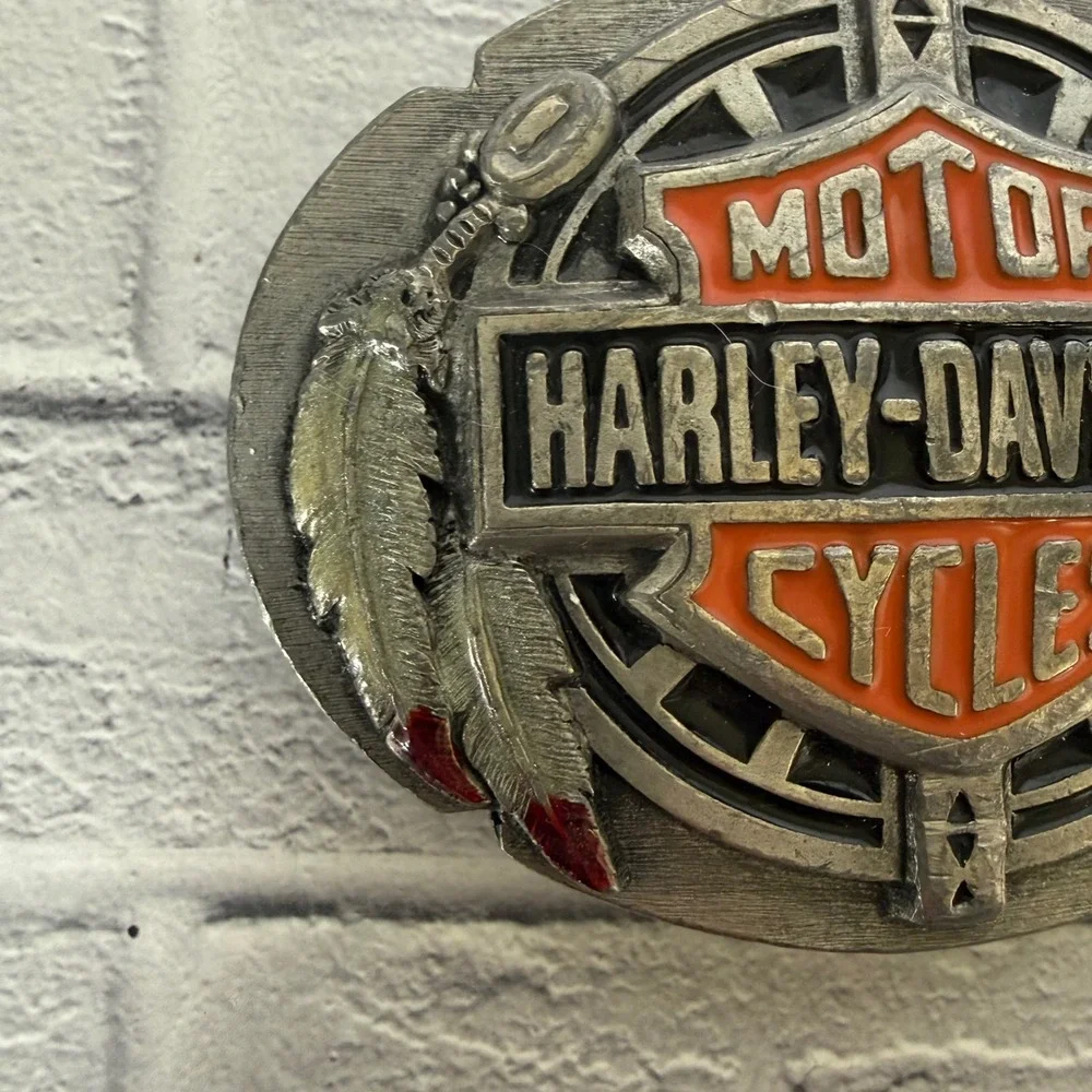 Vtg 1992 Harley Davidson Belt Buckle Dreamcatcher Eagle Feathers Pewter U-88 USA